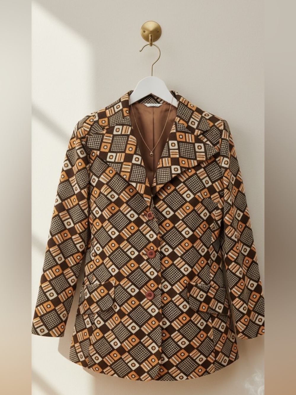 Vintage TanJay Geometric Blazer – Mod Style – Size 14